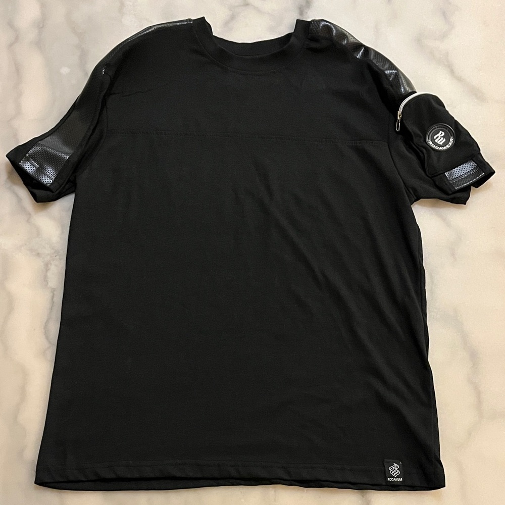 Rocawear Black Short Sleeve Tee with Pocket Accent